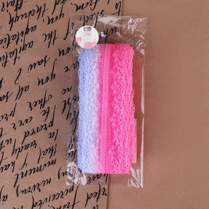 Кружево капроновое &laquo;Градиент&raquo;, 35 мм &times; 10 &plusmn; 1 м, цвет розовый/сиреневый №3