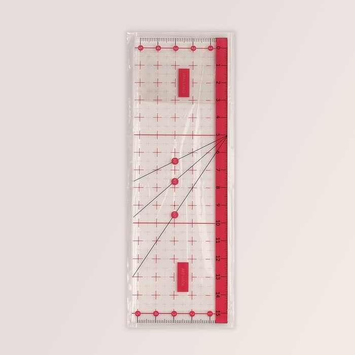 Линейка для квилтинга и пэчворка, 15 × 5 см, цвет прозрачный/розовый Линейка для квилтинга и пэчворка, 15 × 5 см, цвет прозрачный/розовый