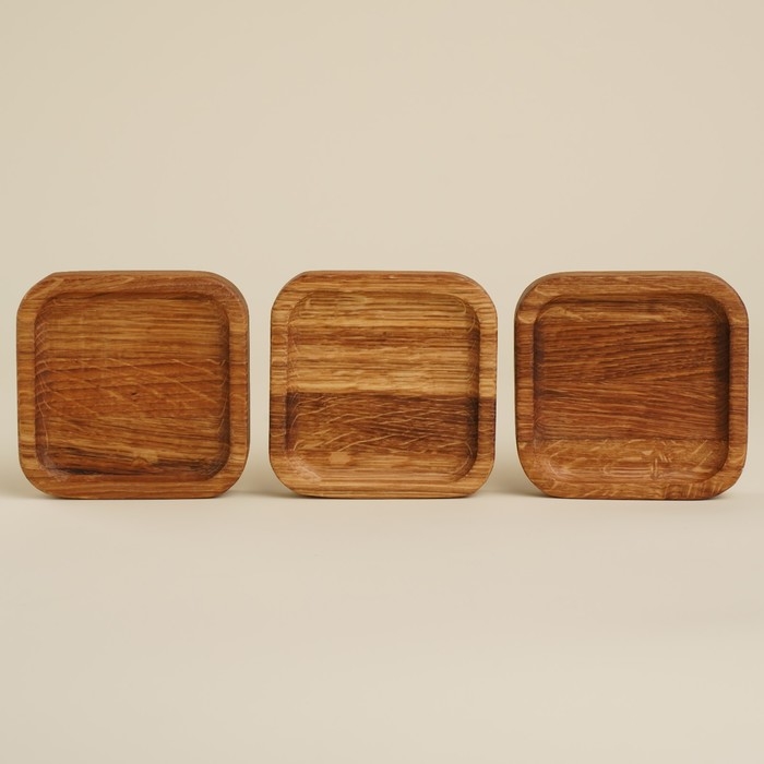 Набор тарелок - подставок из дуба Sima-Land Home, 10&times;10&times;2 см, 3 шт