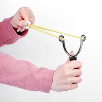 Рогатка металлическая "Ричард" в текстильной оплётке, чёрная Рогатка металлическая "Ричард" в текстильной оплётке, чёрная