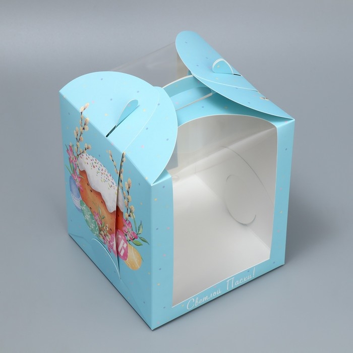 Коробка под маленький торт, кондитерская упаковка, &laquo;Пасха&raquo;, 15 х 15 х 18 см