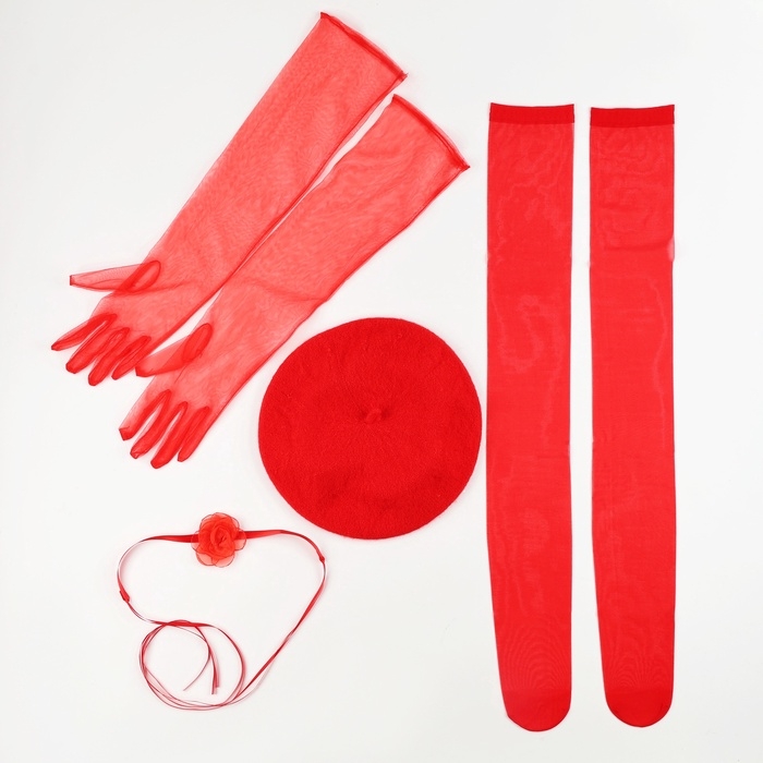 Карнавальный набор &laquo;Валентинка&raquo;: берет, перчатки, чокер, чулки