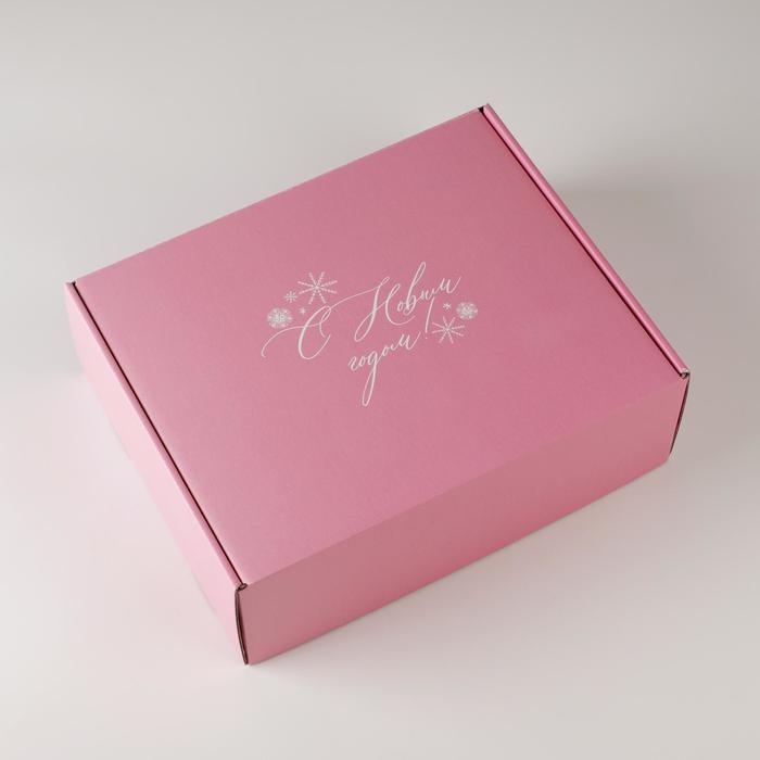 Коробка подарочная новогодняя складная &laquo;Розовый новый год&raquo;, 27 х 21 х 9 см, Новый год