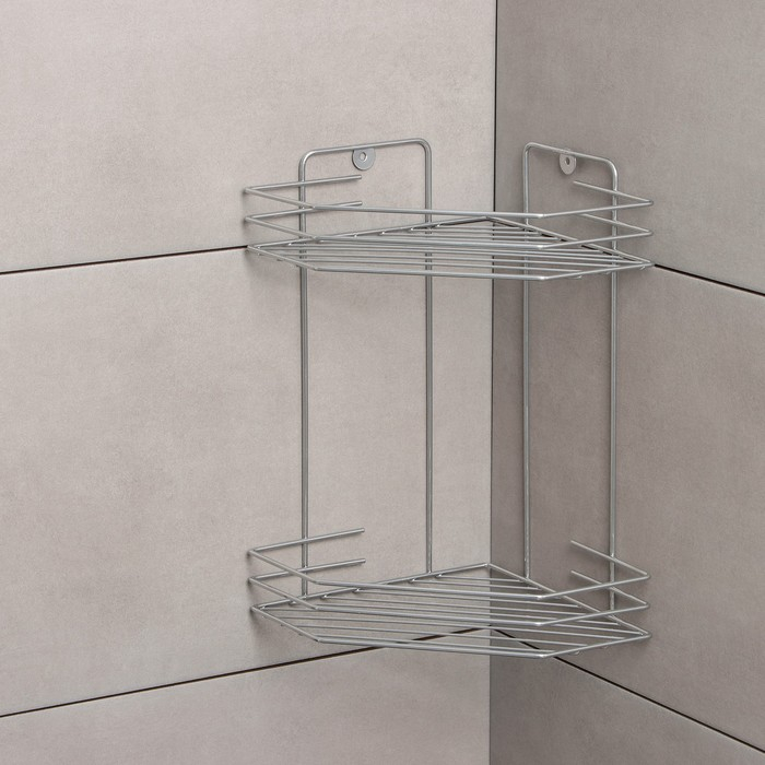Полка для ванной угловая 2-х ярусная, 20,5&times;20,5&times;31,5 см, цвет хром