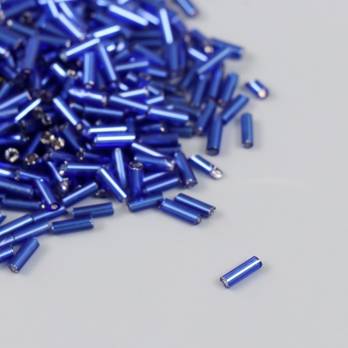 Стеклярус стекло 3” Стеклярус стекло 3” "Ярко-синий" металлик набор 20 гр