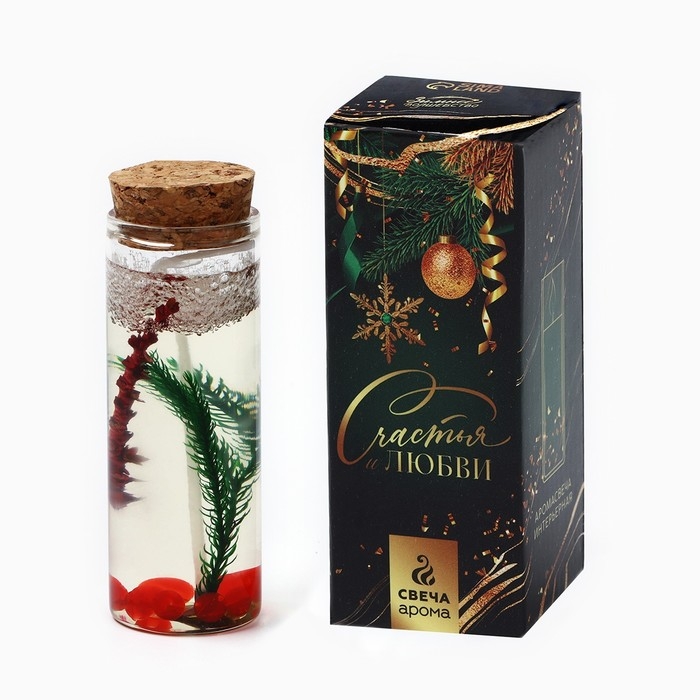 Новогодняя свеча интерьерная в колбе &laquo;Новый год: Рябина&raquo; 3х3х8см