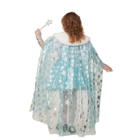 Карнавальный "Плащ Принцессы" бирюза снежинки фатин, р.30, рост 116 см