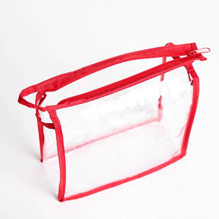 Косметичка на молнии, цвет красный/прозрачный