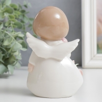 Сувенир керамика "Ангелочек в белом платьице с розами и сердцем" 5х8,5х12,5 см