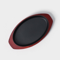 Сковорода чугунная &laquo;Овал&raquo;, 26,5&times;16,5 см, на деревянной подставке