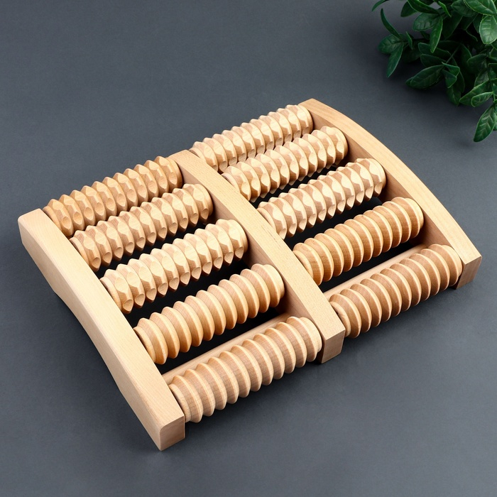 Массажёр &laquo;Счёты&raquo;, 19 &times; 24,5 &times; 4 см, 5 комбинированных рядов, цвет &laquo;светлое дерево&raquo;