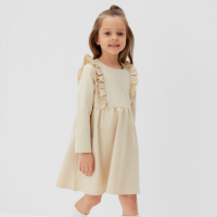 Платье для девочки с рюшей KAFTAN "Basic line", размер 32 (110-116), цвет кремовый