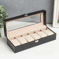 Шкатулка кожзам под часы 6 отделений "Питон чёрный" 11х31х7,5 см Шкатулка кожзам под часы 6 отделений "Питон чёрный" 11х31х7,5 см