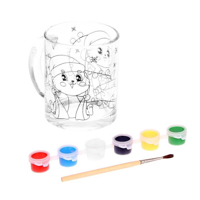 Кружка под раскраску с открытками &laquo;Новый год! Кролики-друзья&raquo;, новогодний набор для творчества