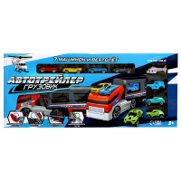 Грузовик &laquo;Трейлер&raquo; с 7 машинами и вертолетом