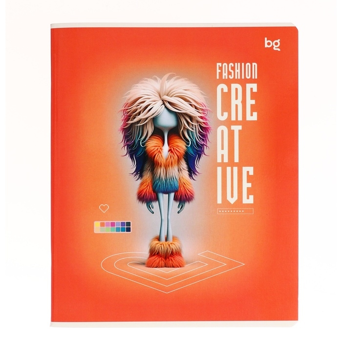 Тетрадь 60 листов, в клетку, на скобе, Fashion creative, обложка мелованный картон, глянцевая ламинация, МИКС