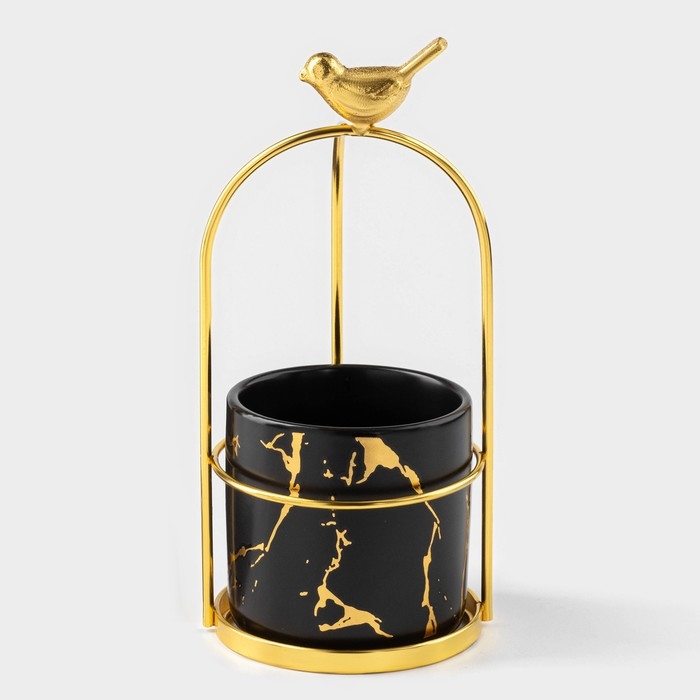 Конфетница керамическая &laquo;Марбл. Птичка&raquo;, 220 мл, 9&times;20,5 см