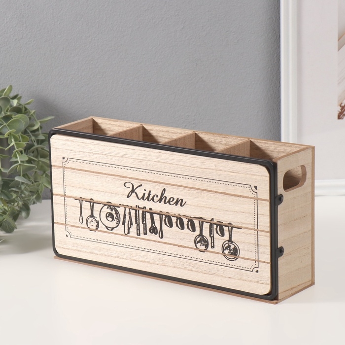 Подставка дерево с делениями Подставка дерево с делениями "Кухонные принадлежности" 7,5х30х15 см