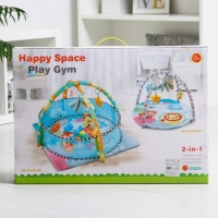 Развивающий коврик &laquo;Друзья Африки&raquo;, бортик, с дугами, голубой, 30 цв. шаров, р - р 77х76х0,5 см.