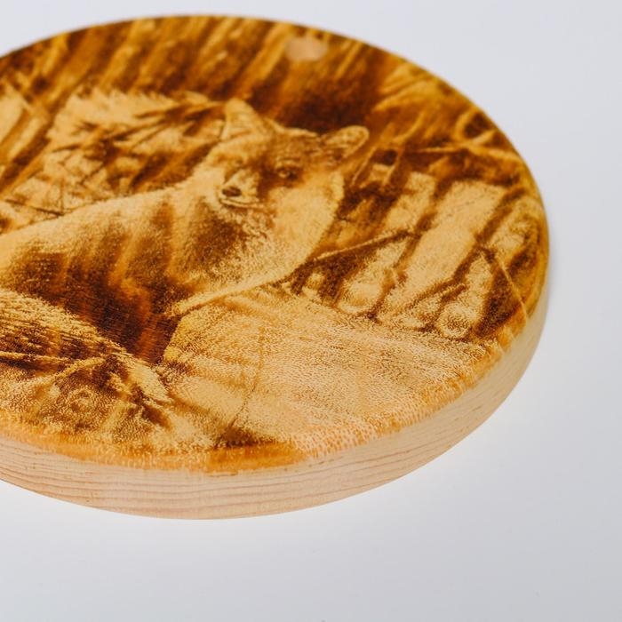 Доска из массива кедра &laquo;Лиса&raquo;, круглая, 18 &times; 18 см