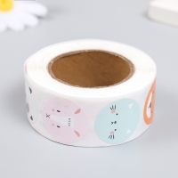 Наклейка бумага "Зверята - круглые мордочки" d=2,5 см 500 шт в рулоне 3х6,5х6,5 см Наклейка бумага "Зверята - круглые мордочки" d=2,5 см 500 шт в рулоне 3х6,5х6,5 см