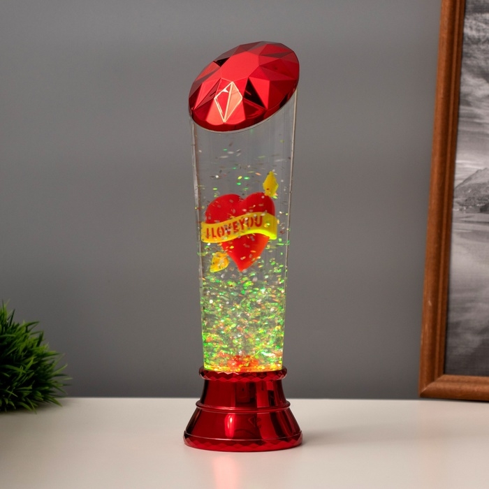 Лава лампа &laquo;Сердце&raquo; LED 3хААА, USB красный 6,5х6,5х23,7см