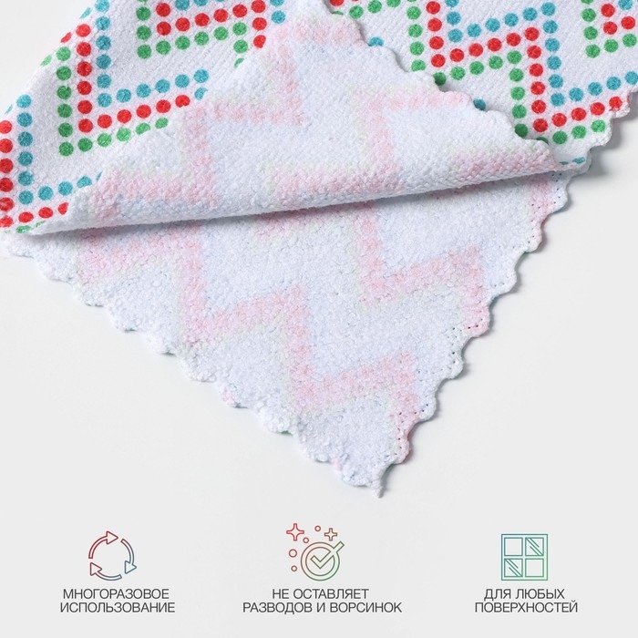 Салфетка новогодняя для уборки Доляна &laquo;С Новым Годом&raquo;, 3 шт, 220 г/м&sup2;, 30&times;30 см, микрофибра