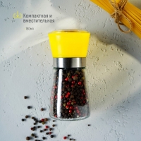 Мельница для специй Доляна «Модерн», 180 мл, 6,5×13 см, цвет жёлтый Мельница для специй Доляна «Модерн», 180 мл, 6,5×13 см, цвет жёлтый