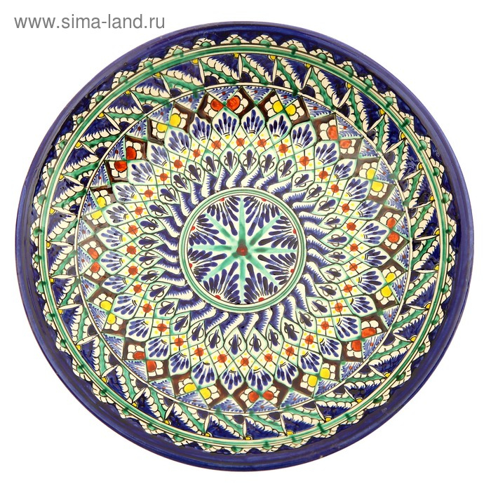 Ляган Риштанская Керамика Ляган Риштанская Керамика "Узоры", 33 см, синий, глубокий