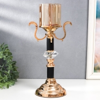 Подсвечник металл, стекло на 1 свечу "Карино" d-7 см, золото 15,5х15,5х33 см Подсвечник металл, стекло на 1 свечу "Карино" d-7 см, золото 15,5х15,5х33 см