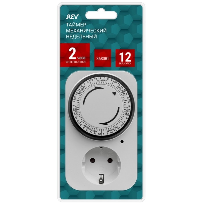 Таймер механический, 'Премиум', недельный 3680Вт, интервал: 120мин. 12 вкл/сутки белый, 0516 Таймер механический, 'Премиум', недельный 3680Вт, интервал: 120мин. 12 вкл/сутки белый, 0516