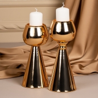 Подсвечник металл на 1 свечу &laquo;Гиацинт&raquo; цвет золото 8 х 8 х 21 см