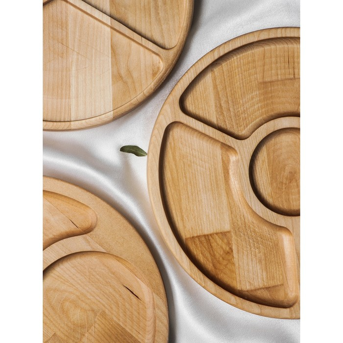 Менажница Доляна &laquo;Мерс&raquo;, d=25 см, 3 секции, берёза