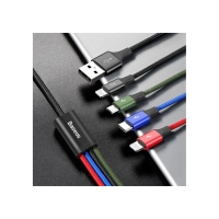 Кабель Baseus, 4 в 1, microUSB/2 Lightning/Type-C, 3.5 A, 1.2 м, чёрный Кабель Baseus, 4 в 1, microUSB/2 Lightning/Type-C, 3.5 A, 1.2 м, чёрный