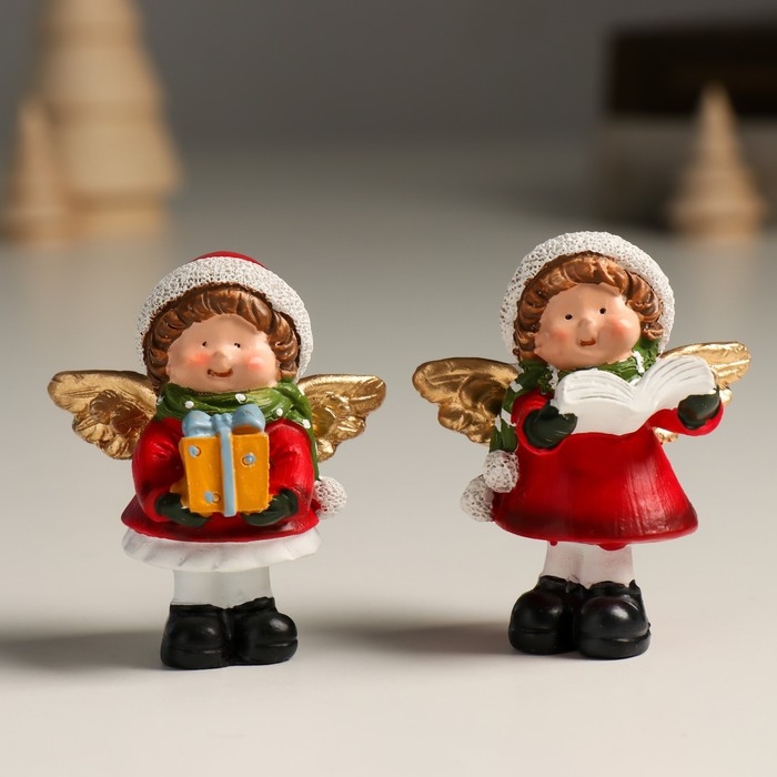 Сувенир полистоун Сувенир полистоун "Ангел в колпаке с подарком/книгой" МИКС 5,5х5,5х7 см