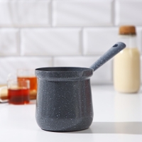 Турка Доляна &laquo;Мрамор грэй&raquo;, 600 мл, d=10 см, 20,5&times;10&times;14 см, пластиковая ручка, антипригарное покрытие, индукция, цвет серый