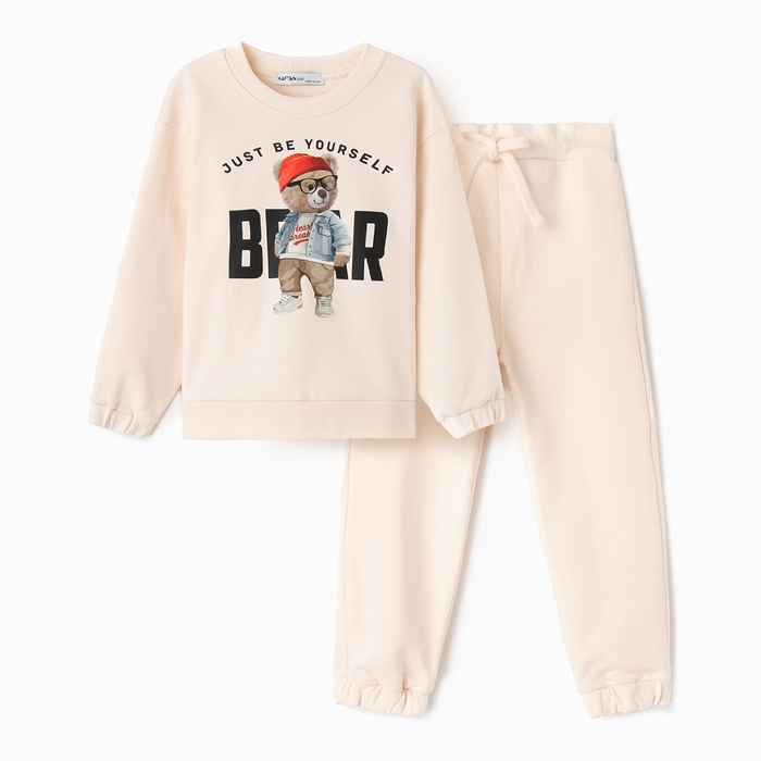 Костюм детский (джемпер, брюки) KAFTAN Мишка р. 36 (134-140), бежевый