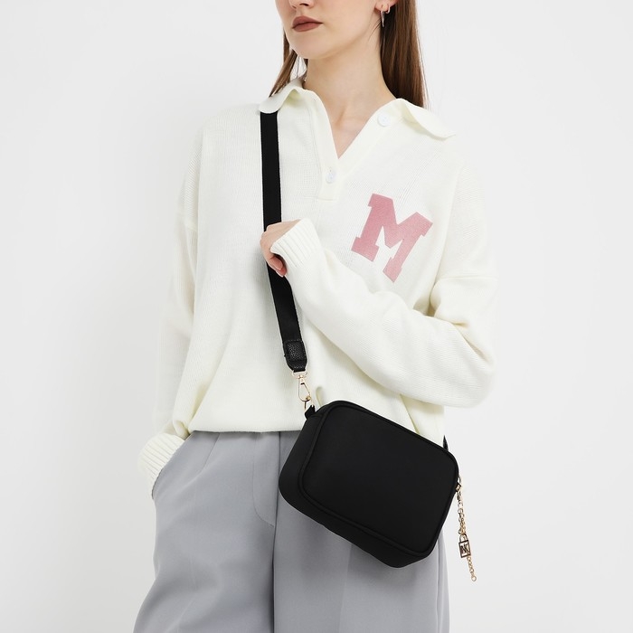 Сумка женская текстильная NK классика, 19х14х6 см, чёрный цвет