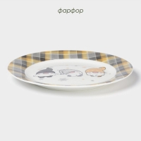 Тарелка новогодняя Доляна «Домашние гномики», d=25,5 см, фарфор, цвет белый Тарелка новогодняя Доляна «Домашние гномики», d=25,5 см, фарфор, цвет белый