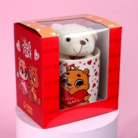 Набор &laquo;Люблю тебя&raquo;, игрушка в кружке, мишка, цвет МИКС