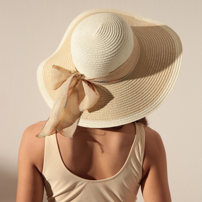 Шляпа женская MINAKU, цв. бежевый, р-р 58 Шляпа женская MINAKU, цв. бежевый, р-р 58