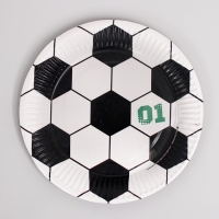 Набор бумажной посуды одноразовый С днём рождения. Футболист&raquo;, 6 тарелок , 1 гирлянда , 6 стаканов, 6 колпаков