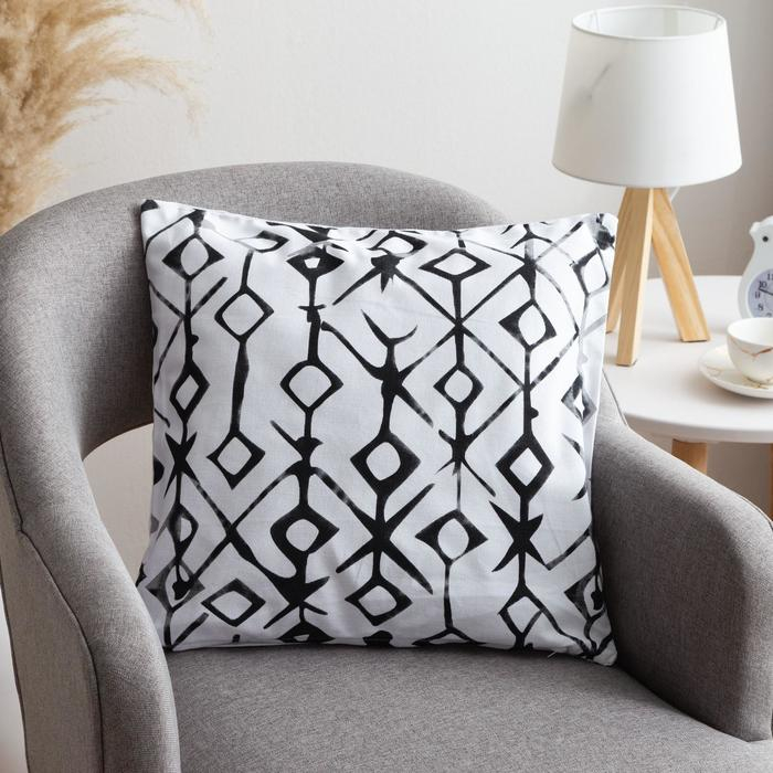 Наволочка декоративная 40х40 см, Ethnos black, 100% хлопок Наволочка декоративная 40х40 см, Ethnos black, 100% хлопок