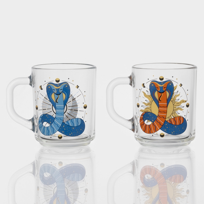 Кружка стеклянная чайная &laquo;Мистические змеи&raquo;, 200 мл, МИКС