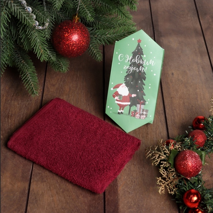 Новый год. Полотенце махровое Этель Новый год. Полотенце махровое Этель "Дед Мороз" 30х30 см, 100% хл, 340 г/м2 10