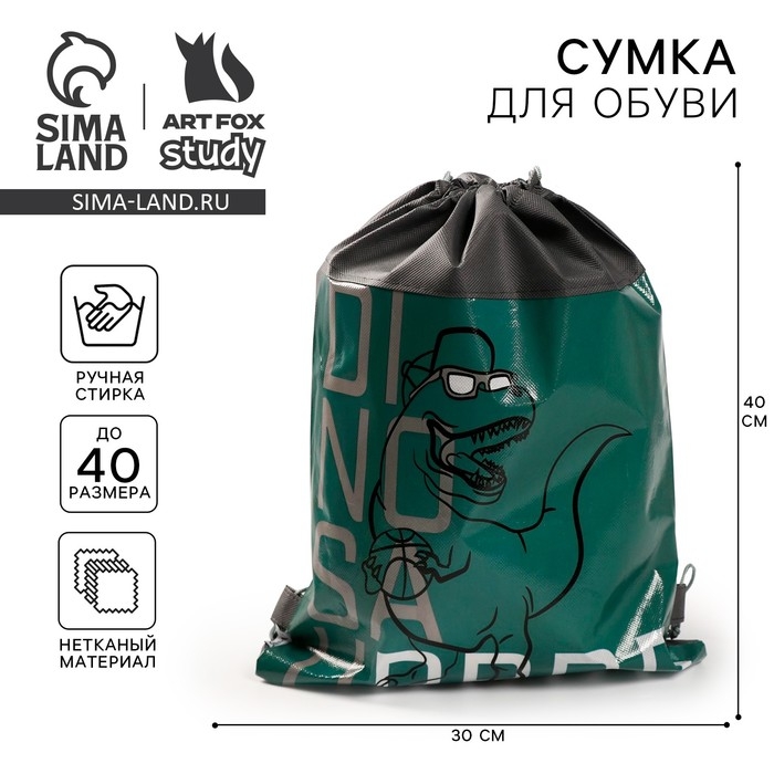 Мешок для обуви &laquo;Динозавр&raquo; 30 х 40 см