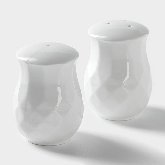 Набор для специй керамический &laquo;Эстет. Герда&raquo;, 2 предмета: солонка, перечница, цвет белый