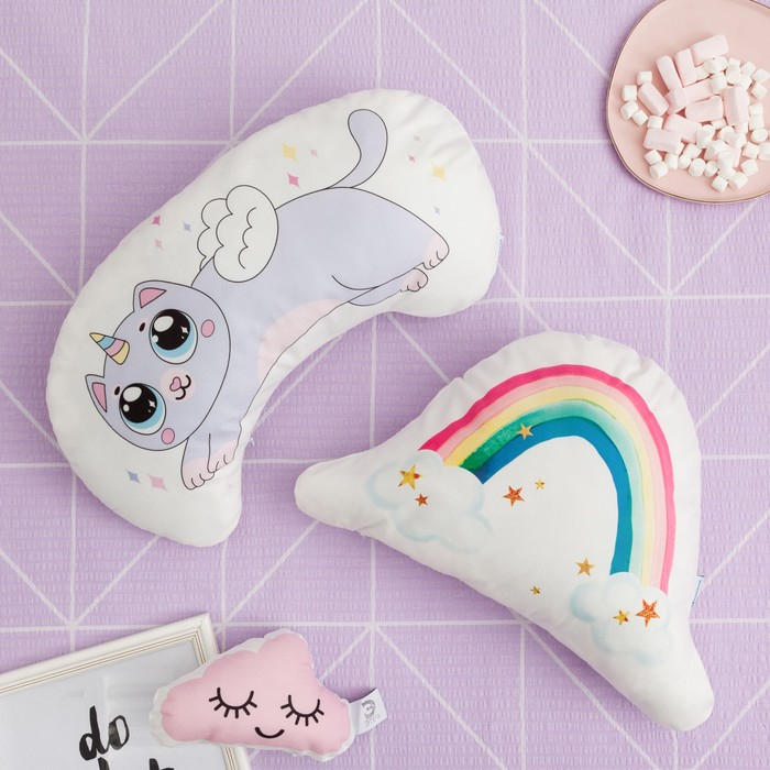 Подушка декоративная Крошка Я Подушка декоративная Крошка Я "Радуга", 51х30 см, велюр, 100%п/э