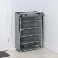 Полка для обуви с чехлом LaDо́m, 5 уровней, 60&times;30&times;90 см, цвет серый