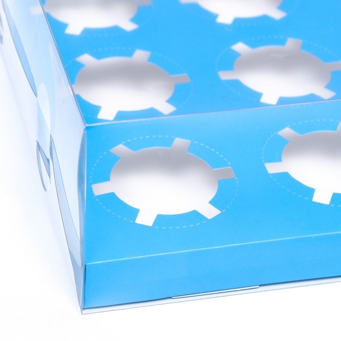 Коробка для 12 капкейков, голубой, 34.7 &times; 26.3 &times; 10 см